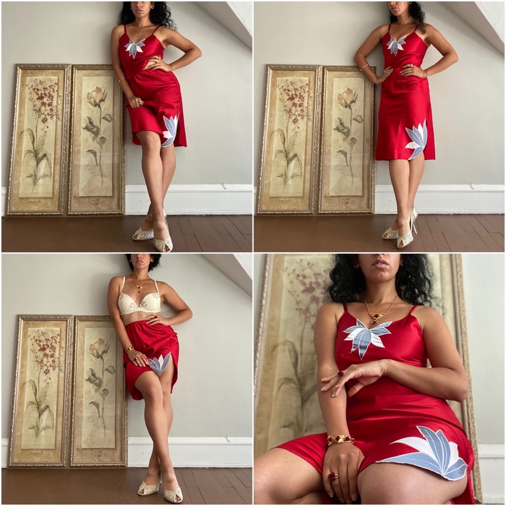 🌹 Natori, Vintage Nelumbo Nucifera Slip Set